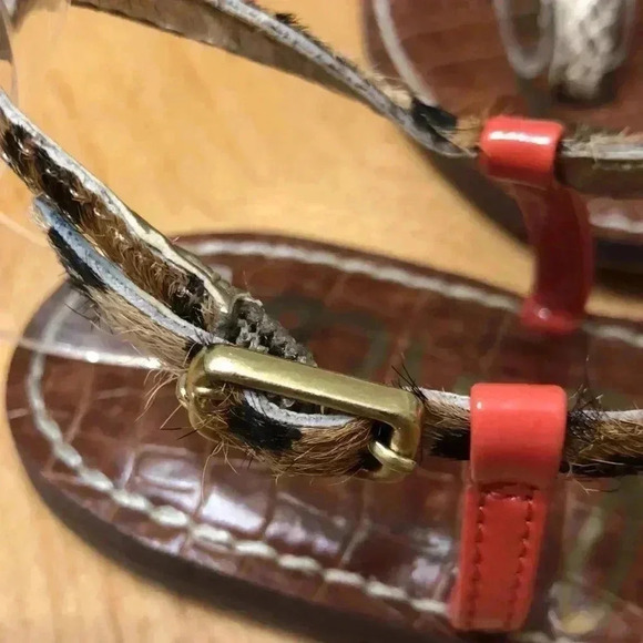 Sam Edelman Gigi sandal.  Orange and leopard print.  Size 6.5 - Picture 4 of 9